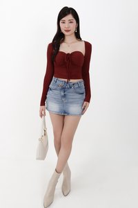 Bren Bolero Top Set in Dark Muted Red