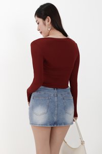 Bren Bolero Top Set in Dark Muted Red