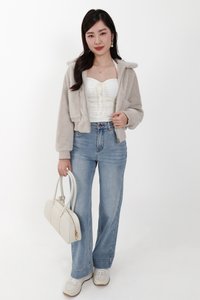 Ferra Furry Jacket in Light Grey