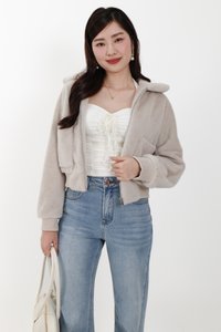 Ferra Furry Jacket in Light Grey