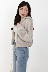 Ferra Furry Jacket in Light Grey