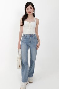 Roxie Ruched Halter Top in White