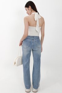 Roxie Ruched Halter Top in White