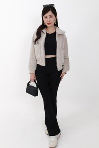 Ferra Furry Jacket in Light Grey