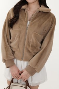 Ferra Furry Jacket in Light Brown