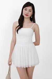 Mardy Mesh Romper Dress in White
