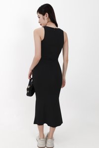 Mira Maxi Ruched Dress in Black ( Petite Length )