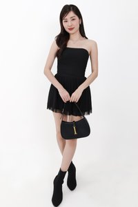 Mardy Mesh Romper Dress in Black
