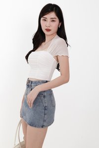Sebin Sleeved Mesh Top in White