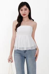 Pyorin Peplum Mesh Top in White