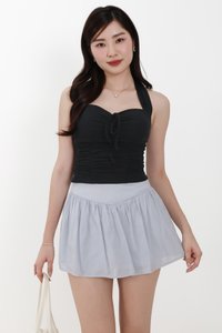 Roxie Ruched Halter Top in Black