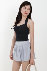Roxie Ruched Halter Top in Black