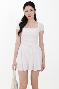 Carol Co-ord Contrast Tee in White