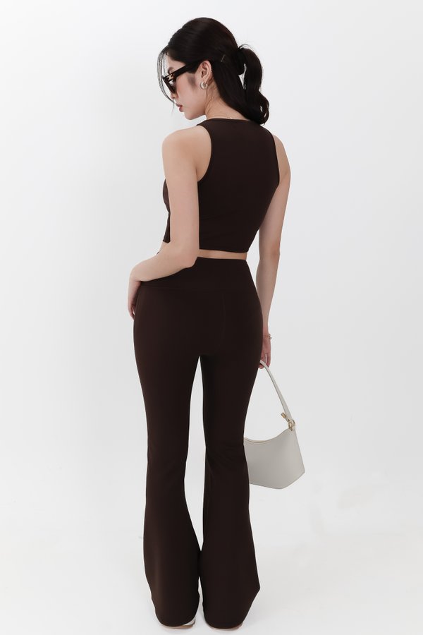 Annie Athleisure Co-ord Fit & Flare Pants in Dark Brown ( Regular Length )