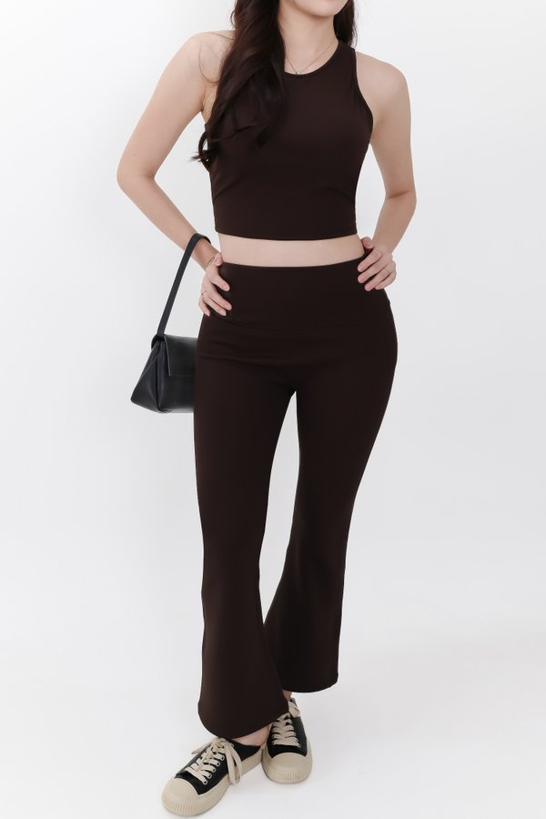 Annie Athleisure Co-ord Fit & Flare Pants in Dark Brown ( Petite Length )