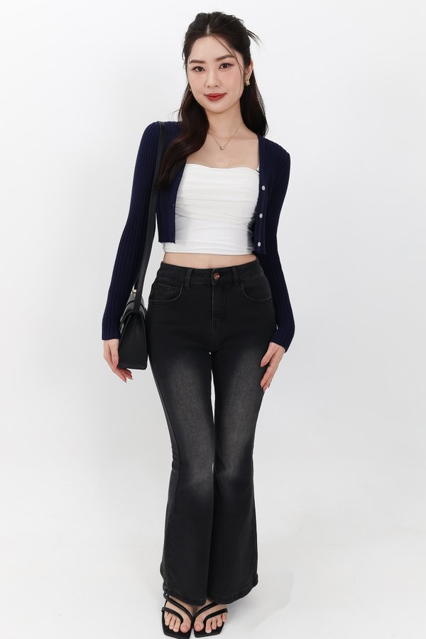 SALE EXCLUSIVE | Berlini Basic Knit Cropped Cardigan in Navy