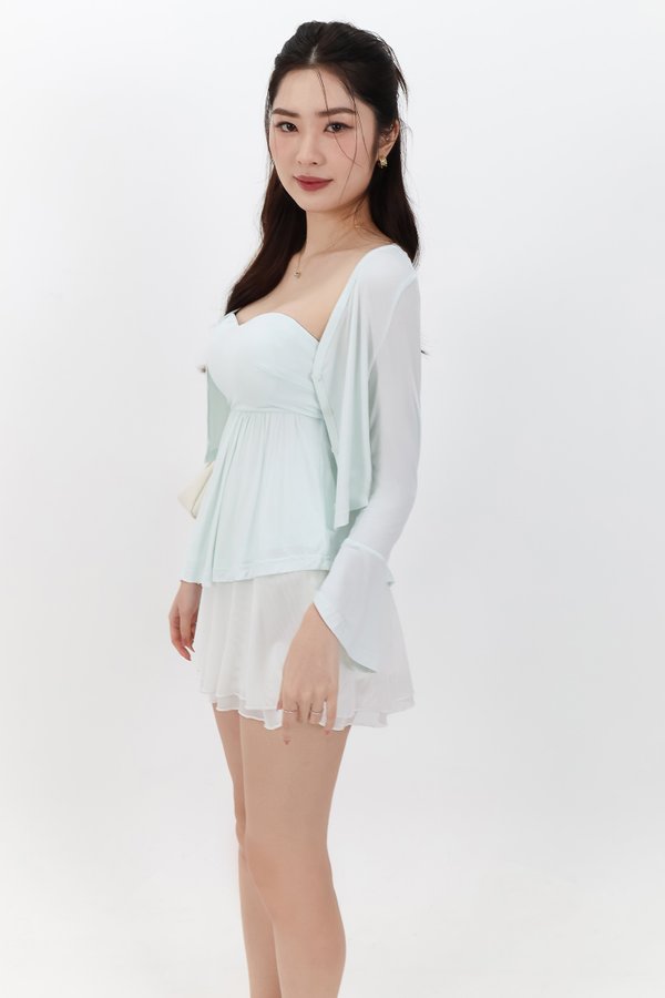SALE EXCLUSIVE | Bria Bell Sleeve Cardigan Top Set in Pale Mint
