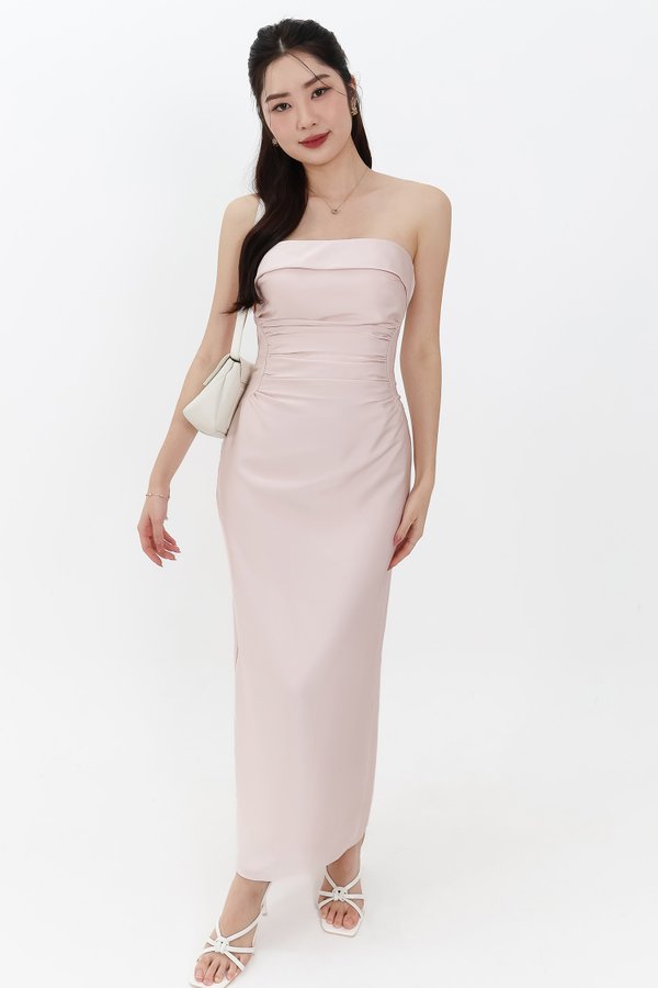 SALE EXCLUSIVE | Marielle Multi Way Satin Midaxi Dress in Pastel Pink
