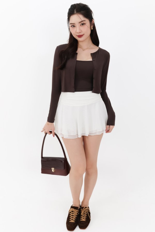 Chaeyi Cardigan Top Set in Dark Brown