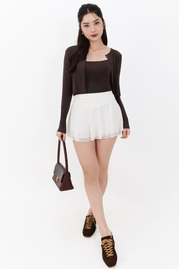Chaeyi Cardigan Top Set in Dark Brown