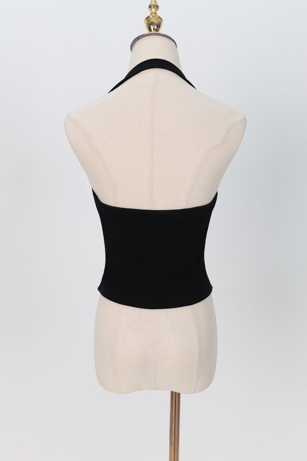Catrine Cowl Neck Top in Black