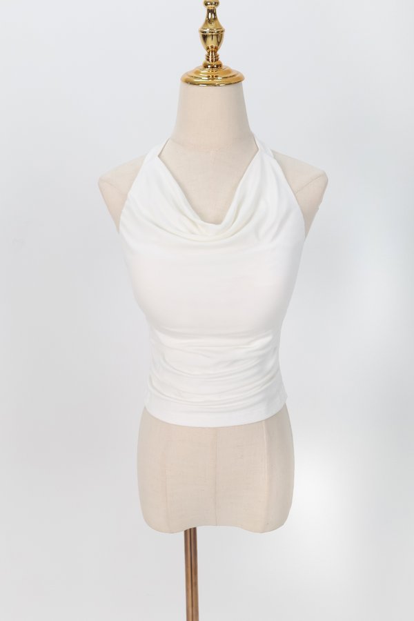 Catrine Cowl Neck Top in White