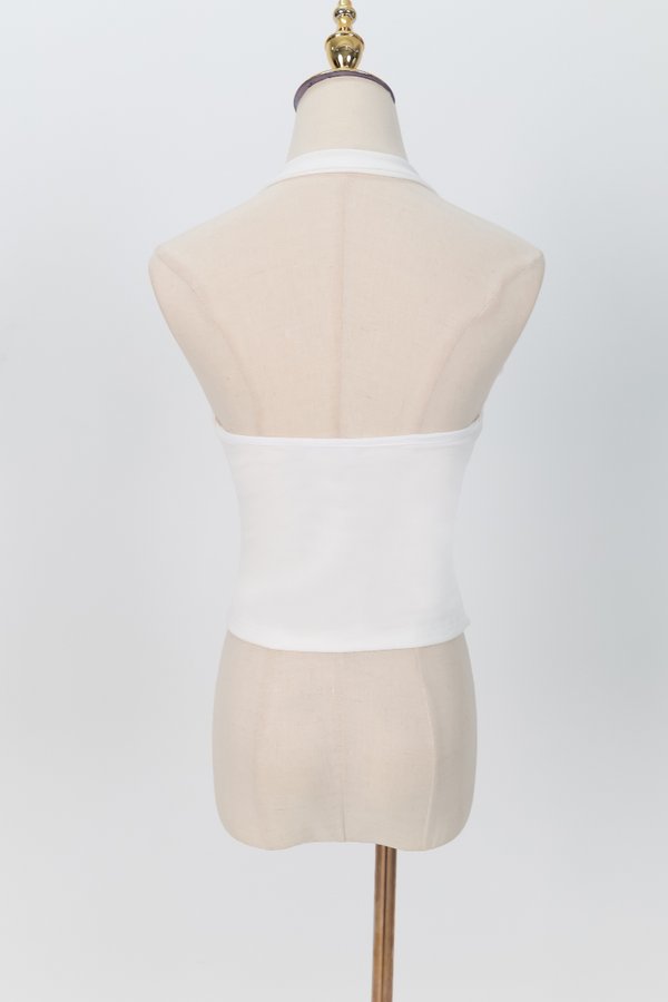 Catrine Cowl Neck Top in White