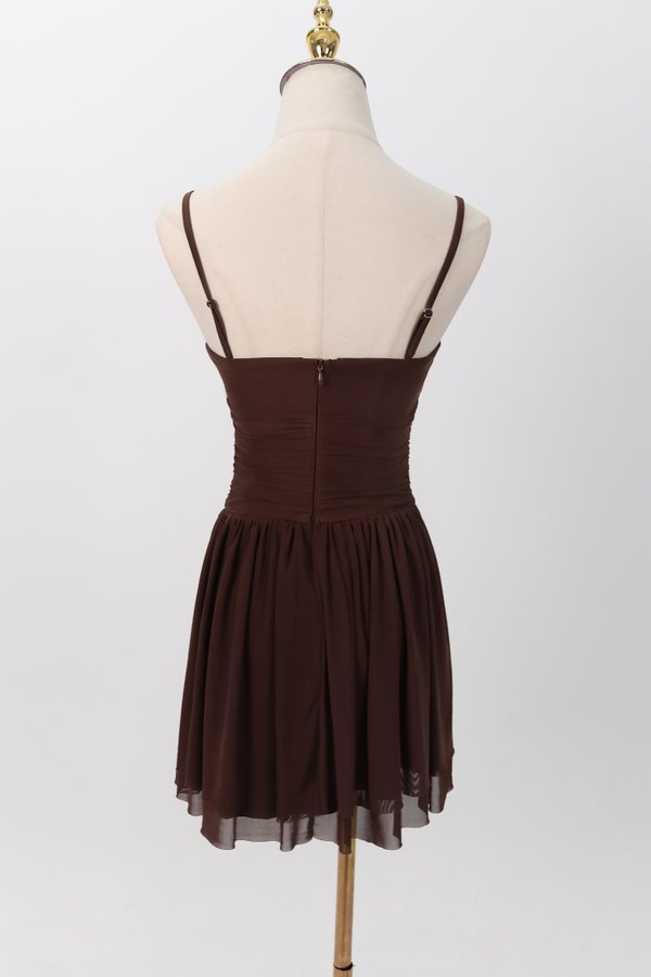 Mardy Mesh Romper Dress in Dark Brown