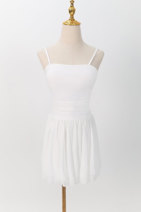 Mardy Mesh Romper Dress in White