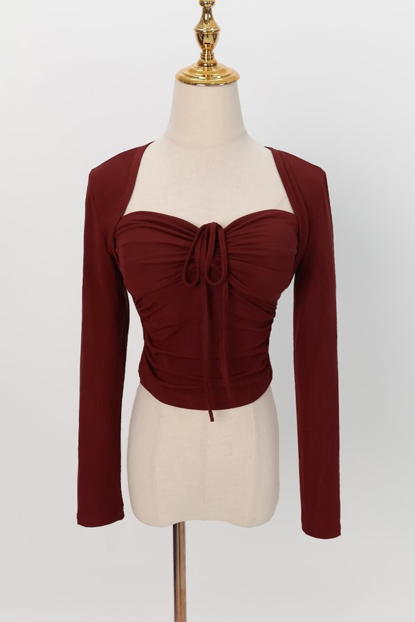Bren Bolero Top Set in Dark Muted Red