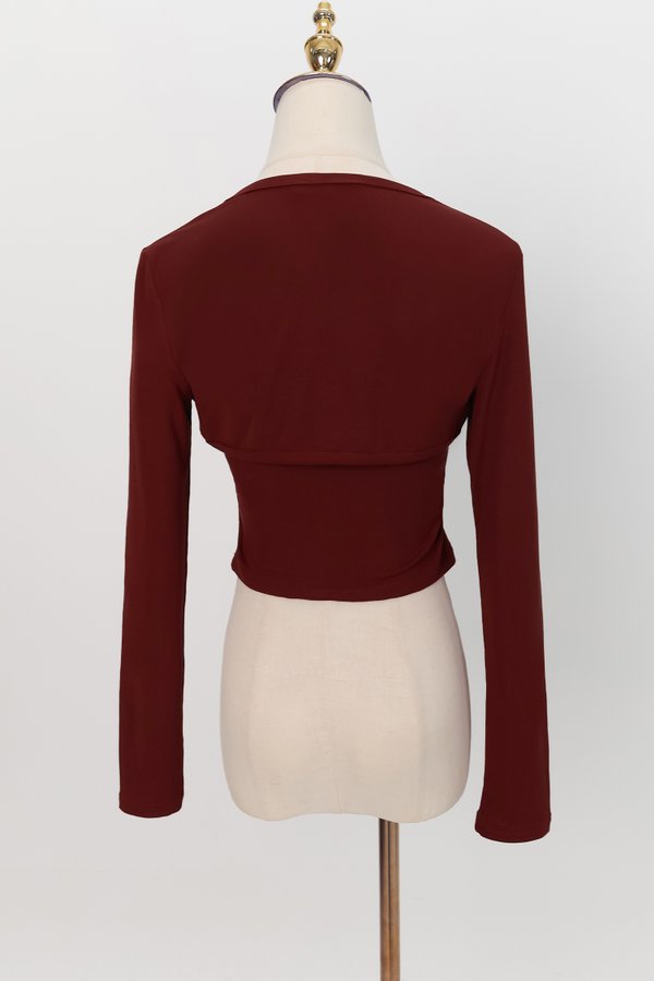 Bren Bolero Top Set in Dark Muted Red