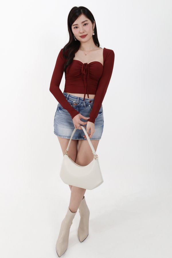 Bren Bolero Top Set in Dark Muted Red