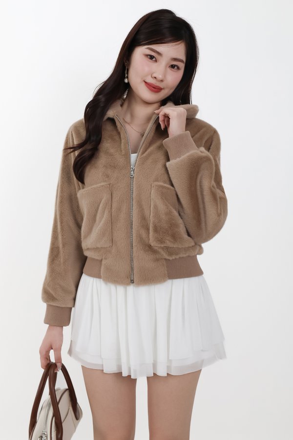 Ferra Furry Jacket in Light Brown