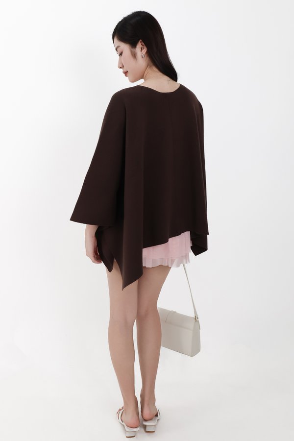 Kedy Knit Throwover in Dark Brown
