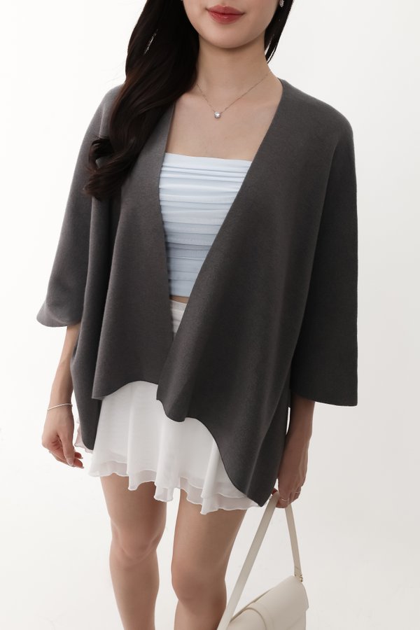 Kedy Knit Throwover in Dark Grey