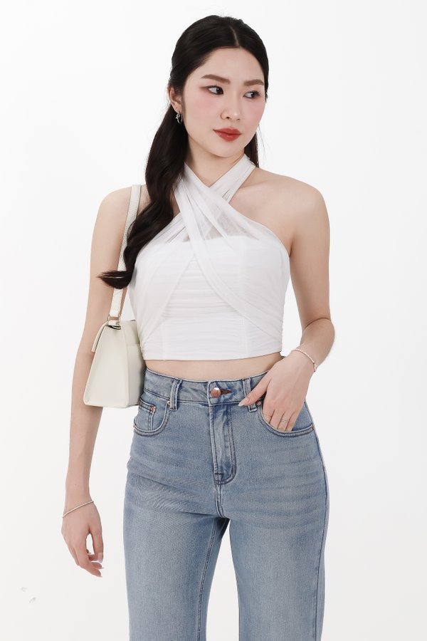 DEFECT | Merel Multi Way Mesh Top in White in XXS