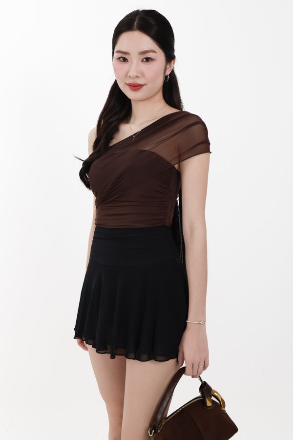 Merel Multi Way Mesh Top in Dark Brown
