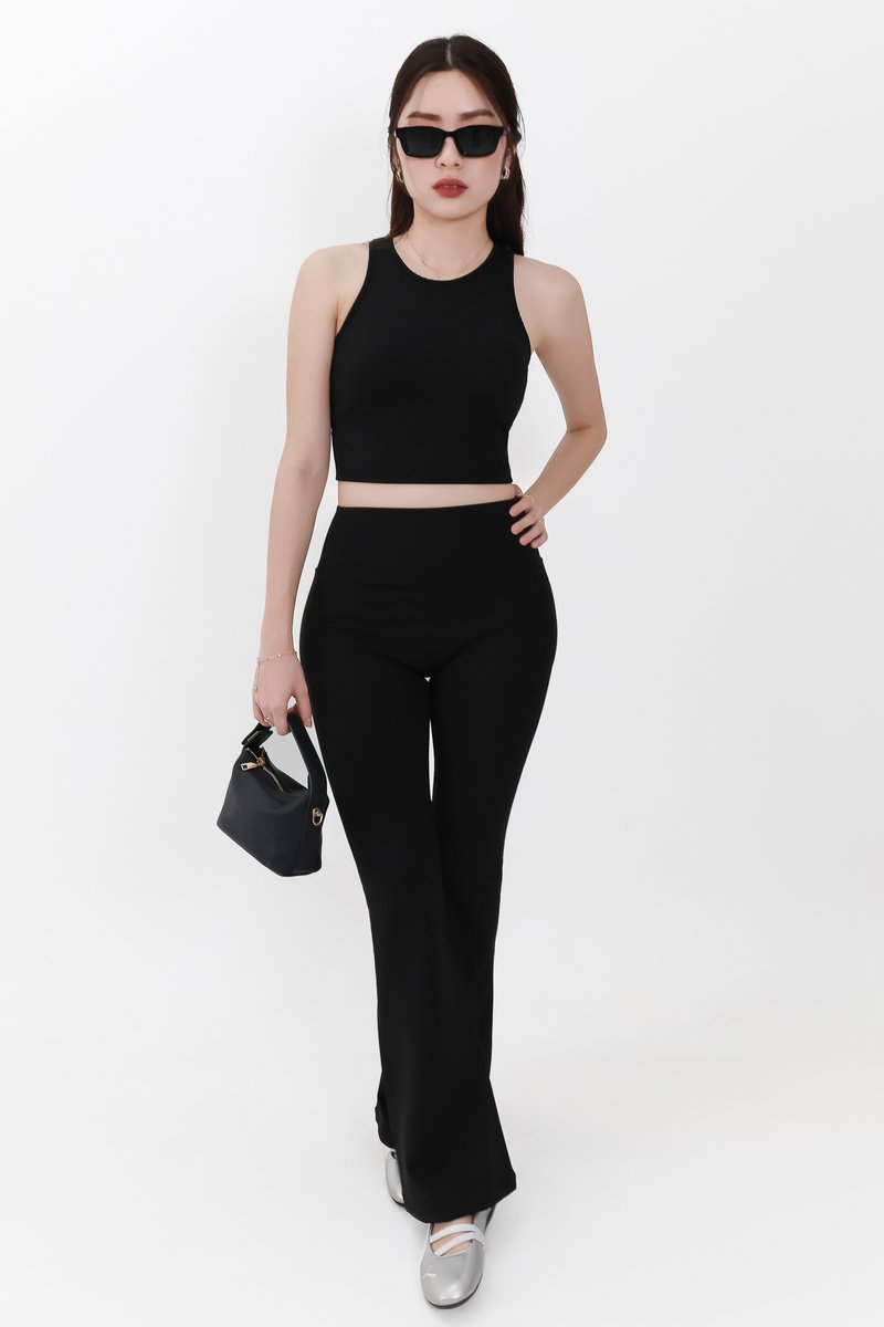 Annie Athleisure Co-ord Fit & Flare Pants in Black ( Regular Length )
