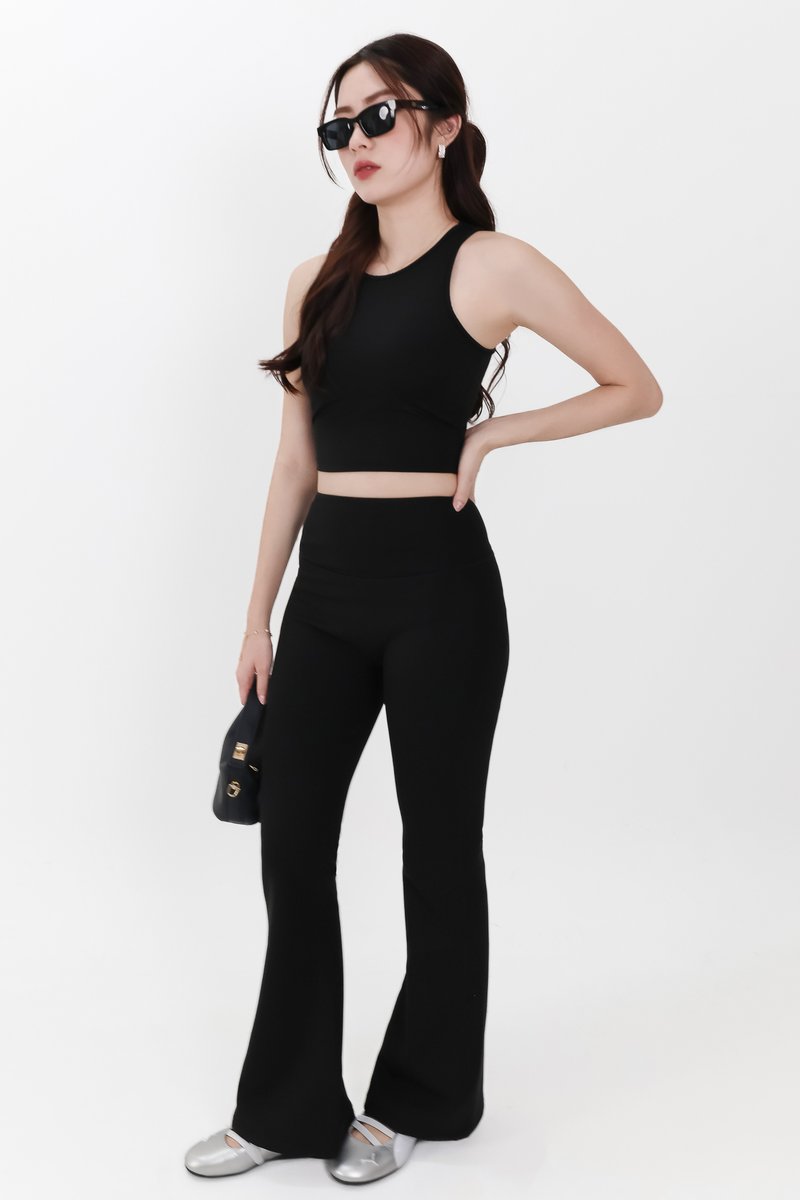 Annie Athleisure Co-ord Fit & Flare Pants in Black ( Regular Length )