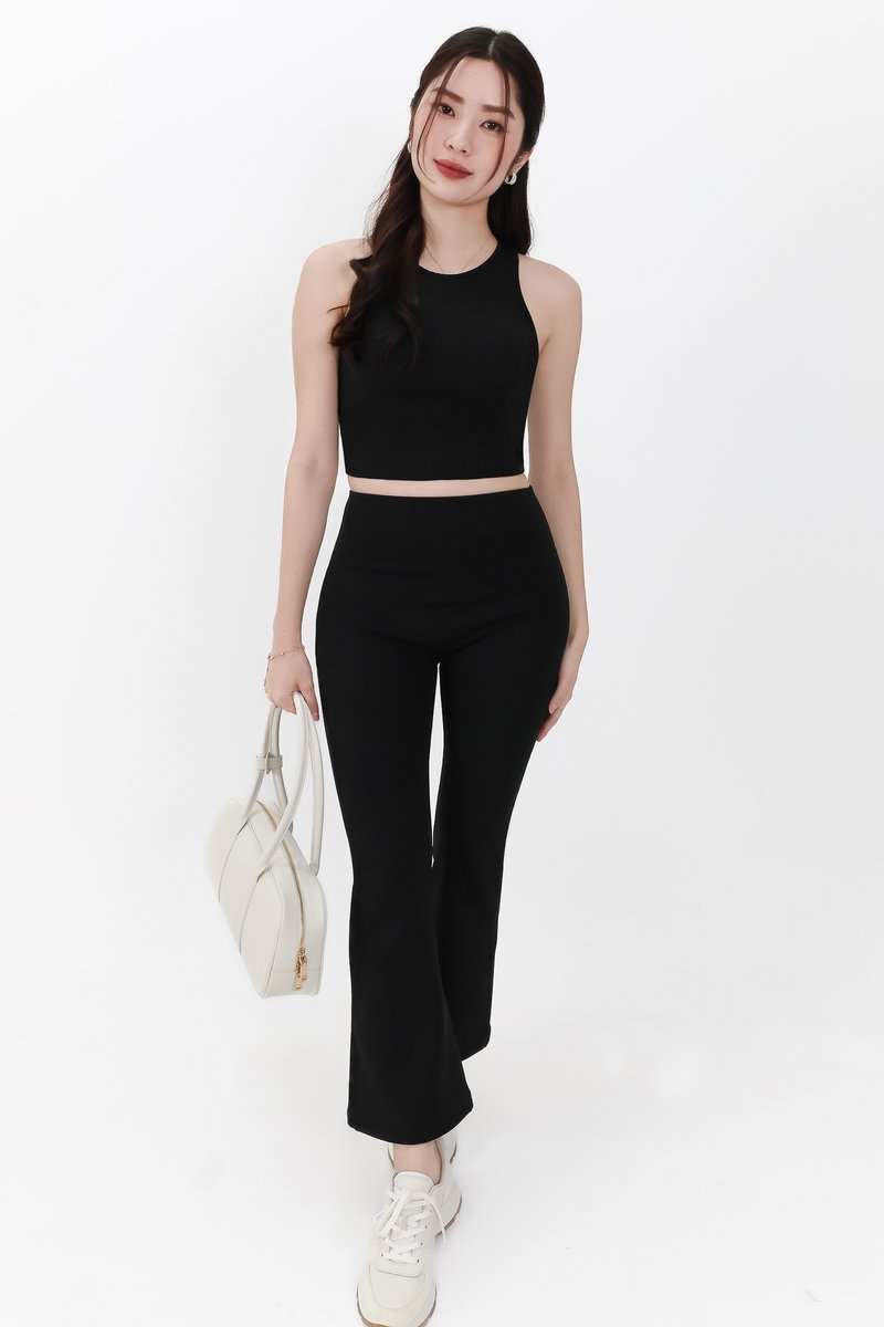 Annie Athleisure Co-ord Fit & Flare Pants in Black ( Petite Length )