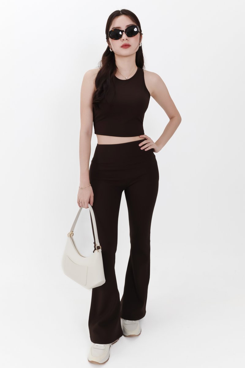 Annie Athleisure Co-ord Fit & Flare Pants in Dark Brown ( Regular Length )