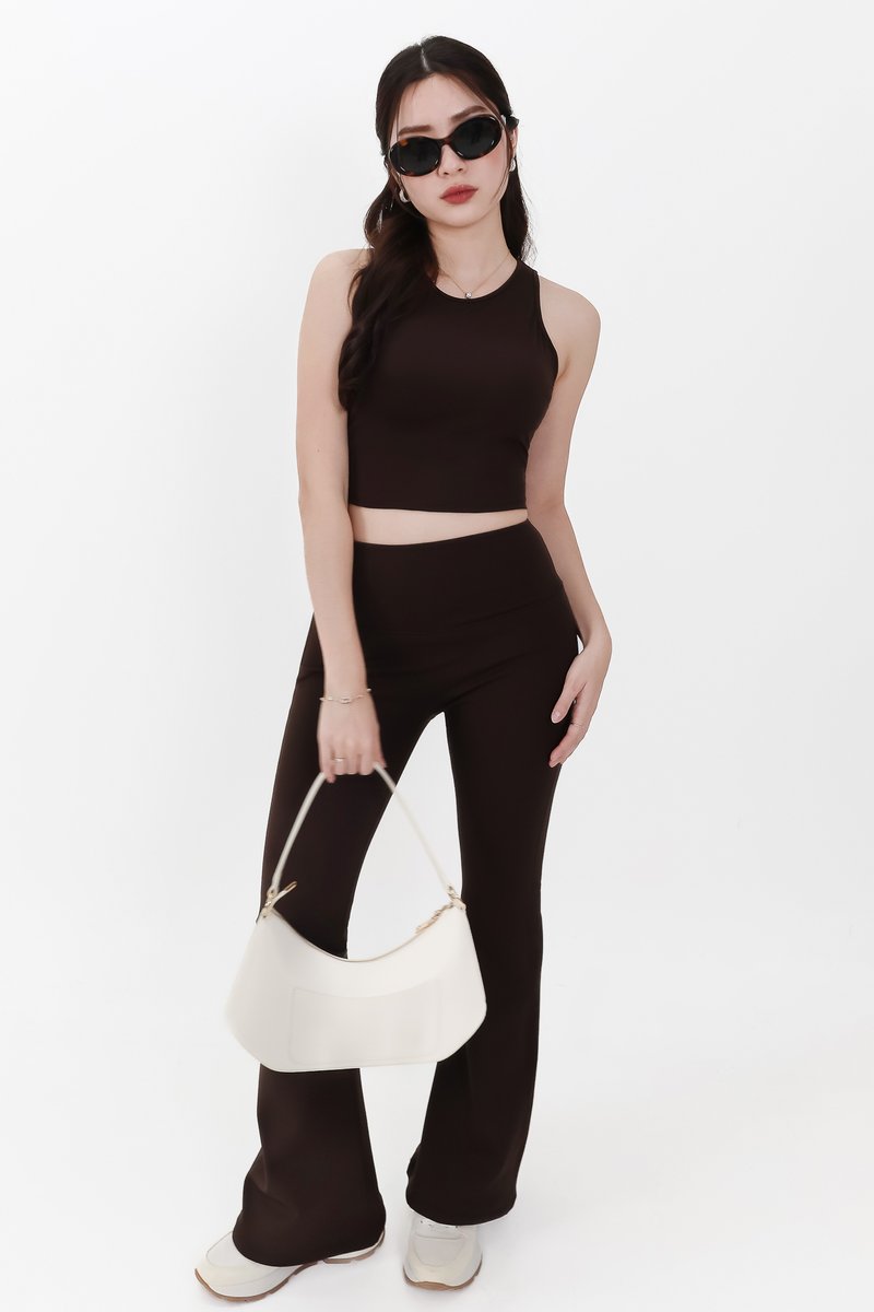 Annie Athleisure Co-ord Fit & Flare Pants in Dark Brown ( Regular Length )