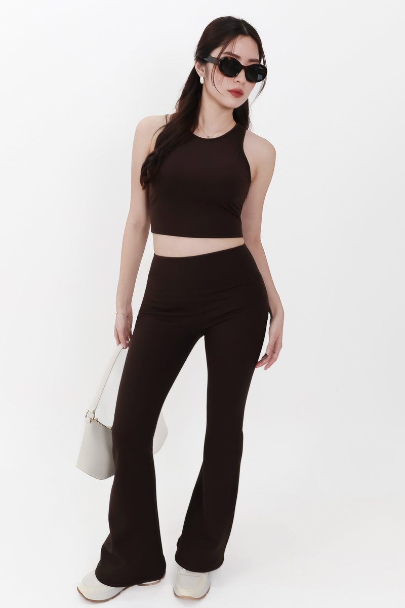 Annie Athleisure Co-ord Fit & Flare Pants in Dark Brown ( Regular Length )
