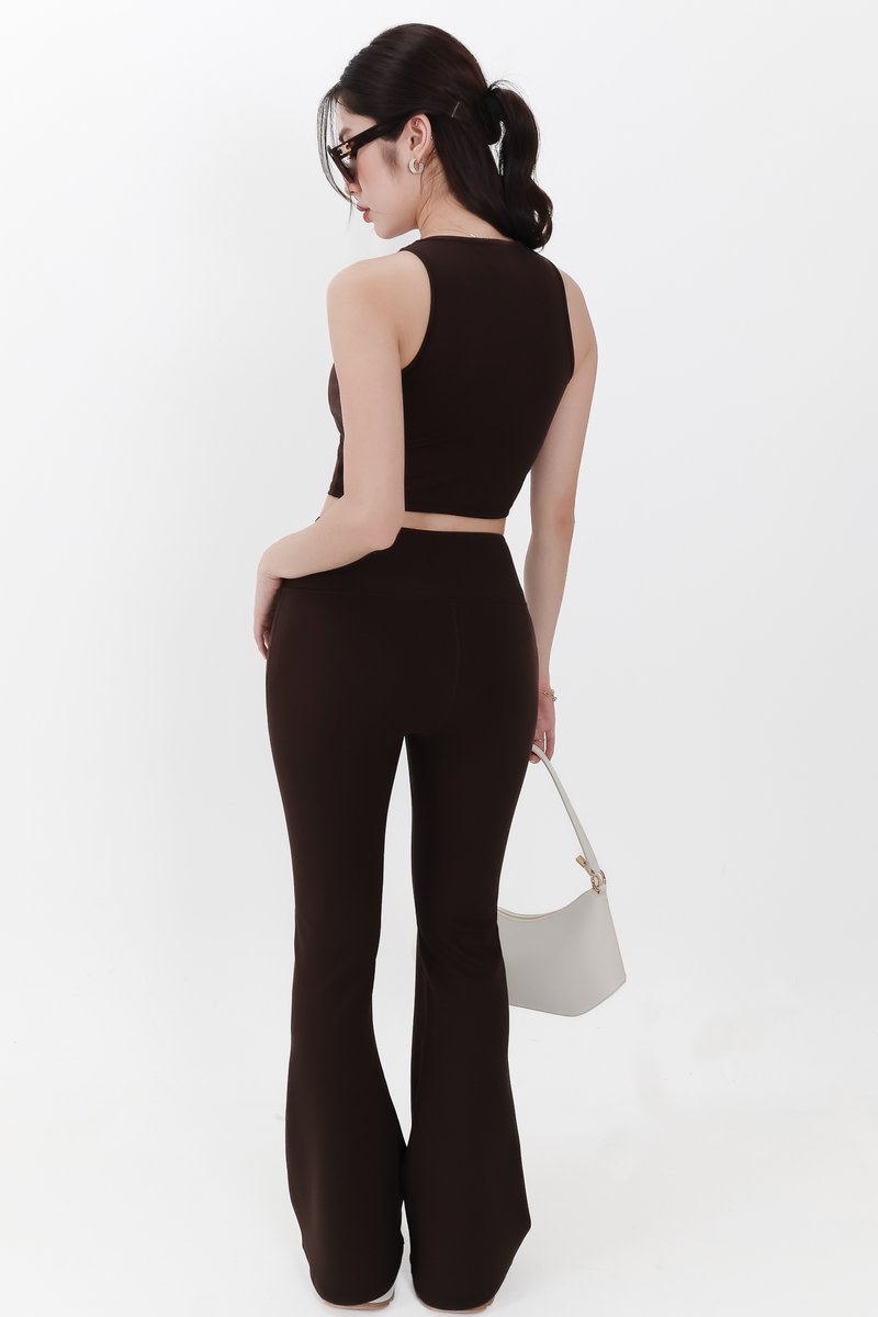 Annie Athleisure Co-ord Fit & Flare Pants in Dark Brown ( Regular Length )