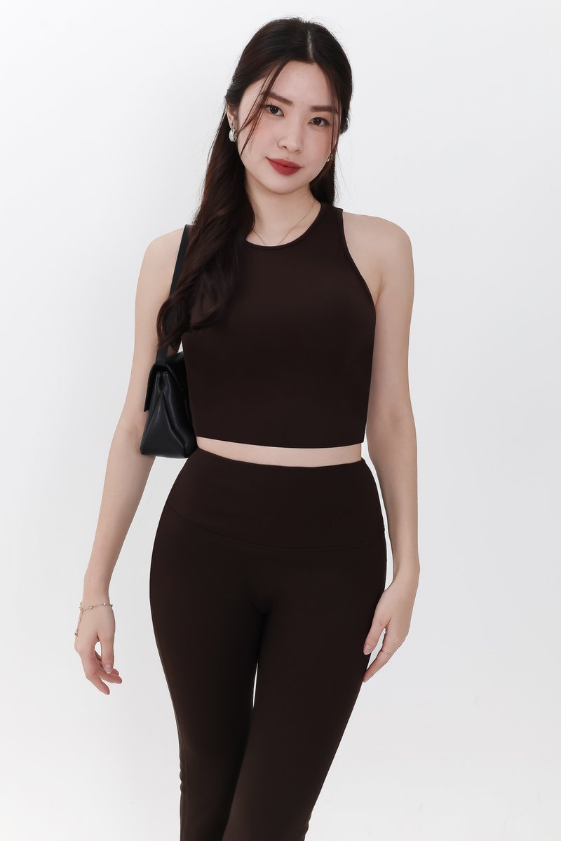 Annie Athleisure Co-ord Tank Top in Dark Brown