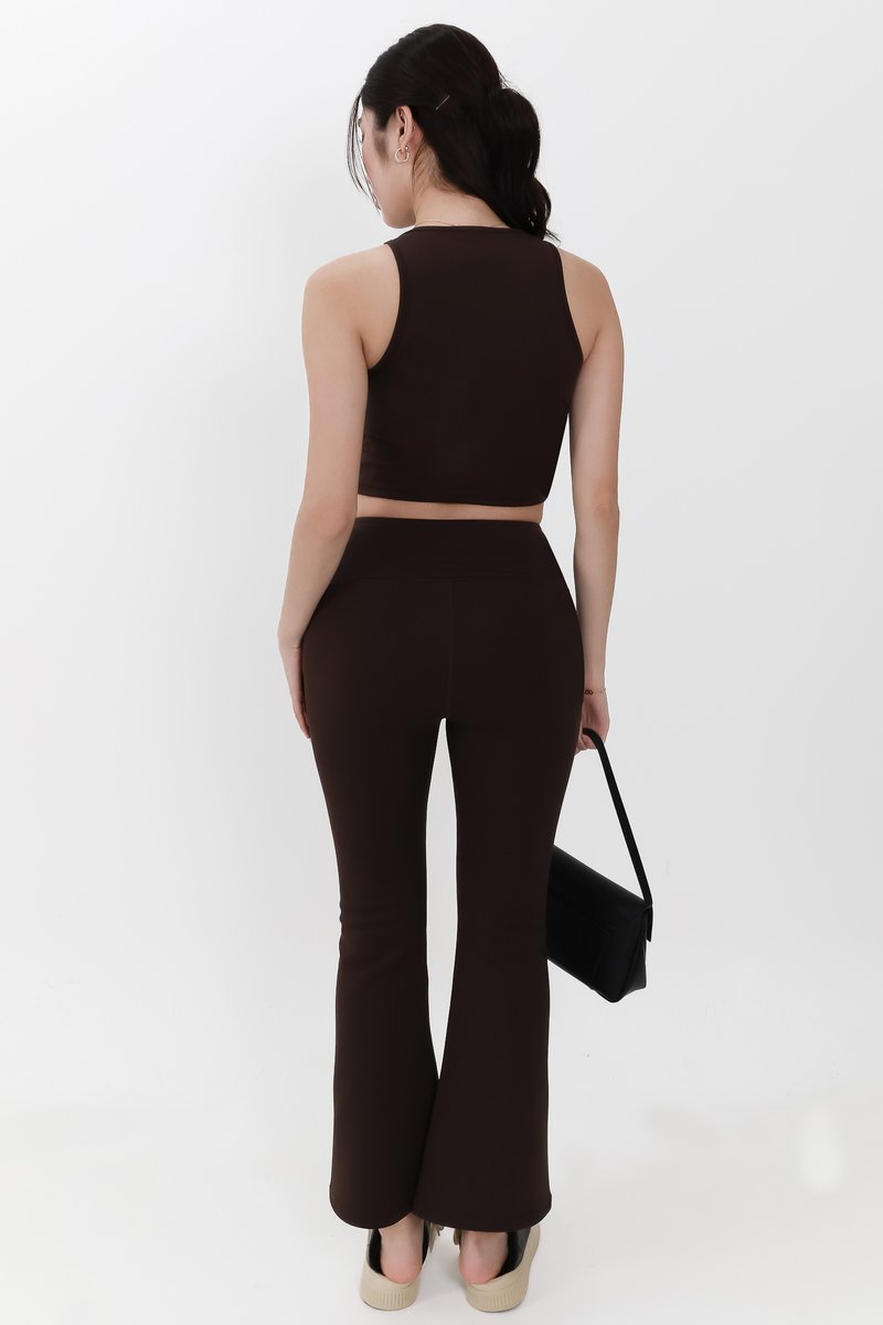 Annie Athleisure Co-ord Fit & Flare Pants in Dark Brown ( Petite Length )
