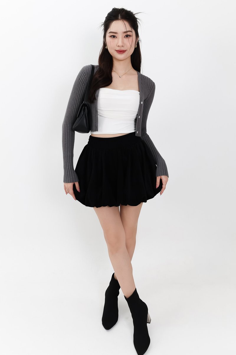 SALE EXCLUSIVE | Berlini Basic Knit Cropped Cardigan in Dark Grey