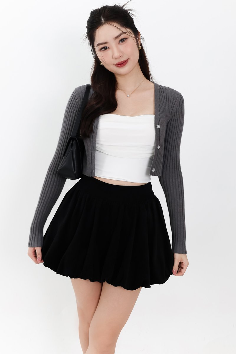 SALE EXCLUSIVE | Berlini Basic Knit Cropped Cardigan in Dark Grey