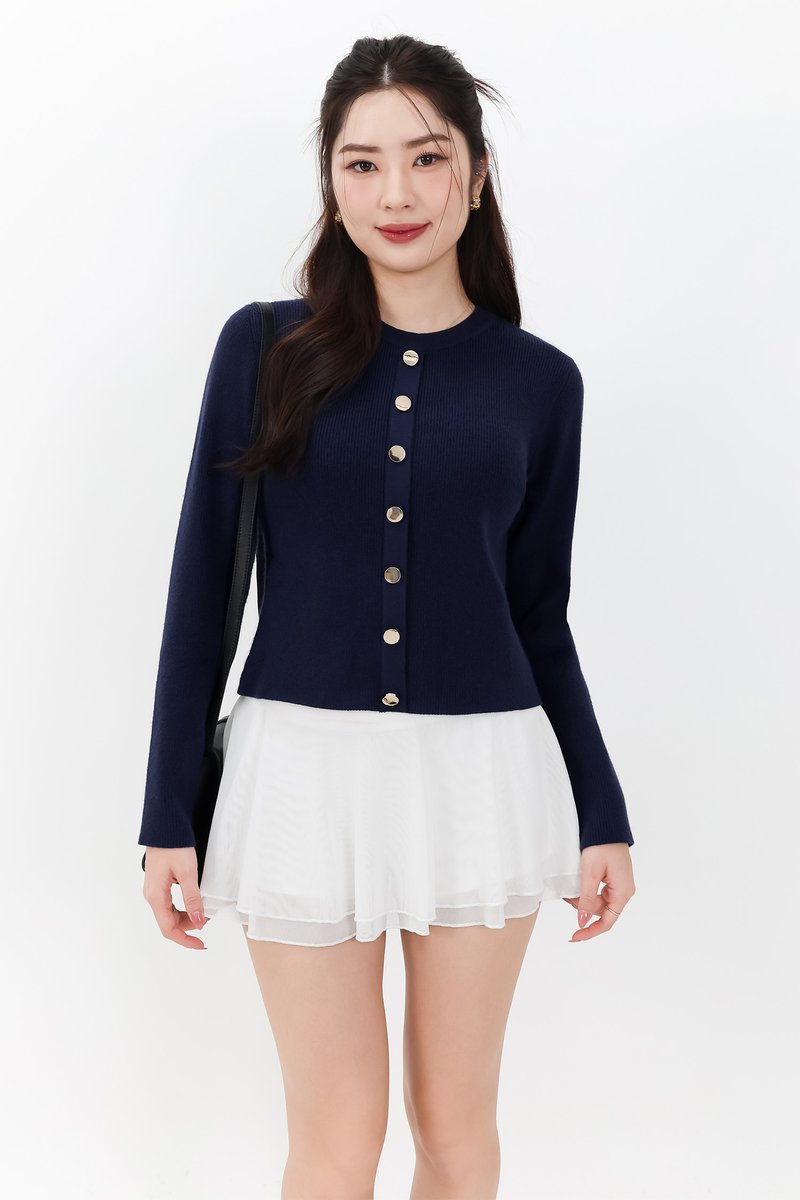 Bridgette Button Knit Sweater in Midnight