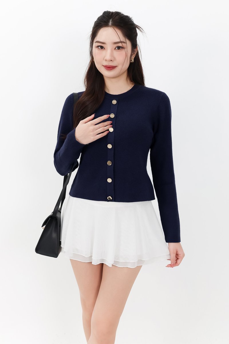 Bridgette Button Knit Sweater in Midnight